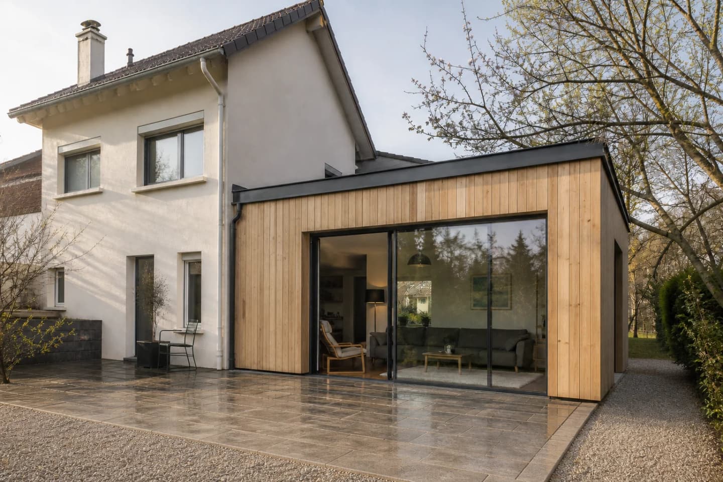 Extension bois lumineuse de 30 m² — secteur Gex