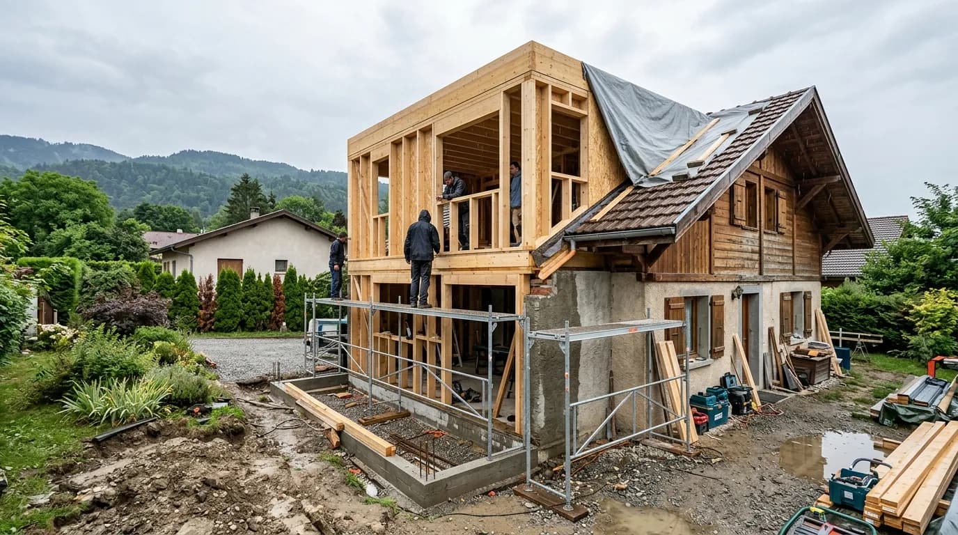 Agrandir un chalet à Cluses : surélévation bois