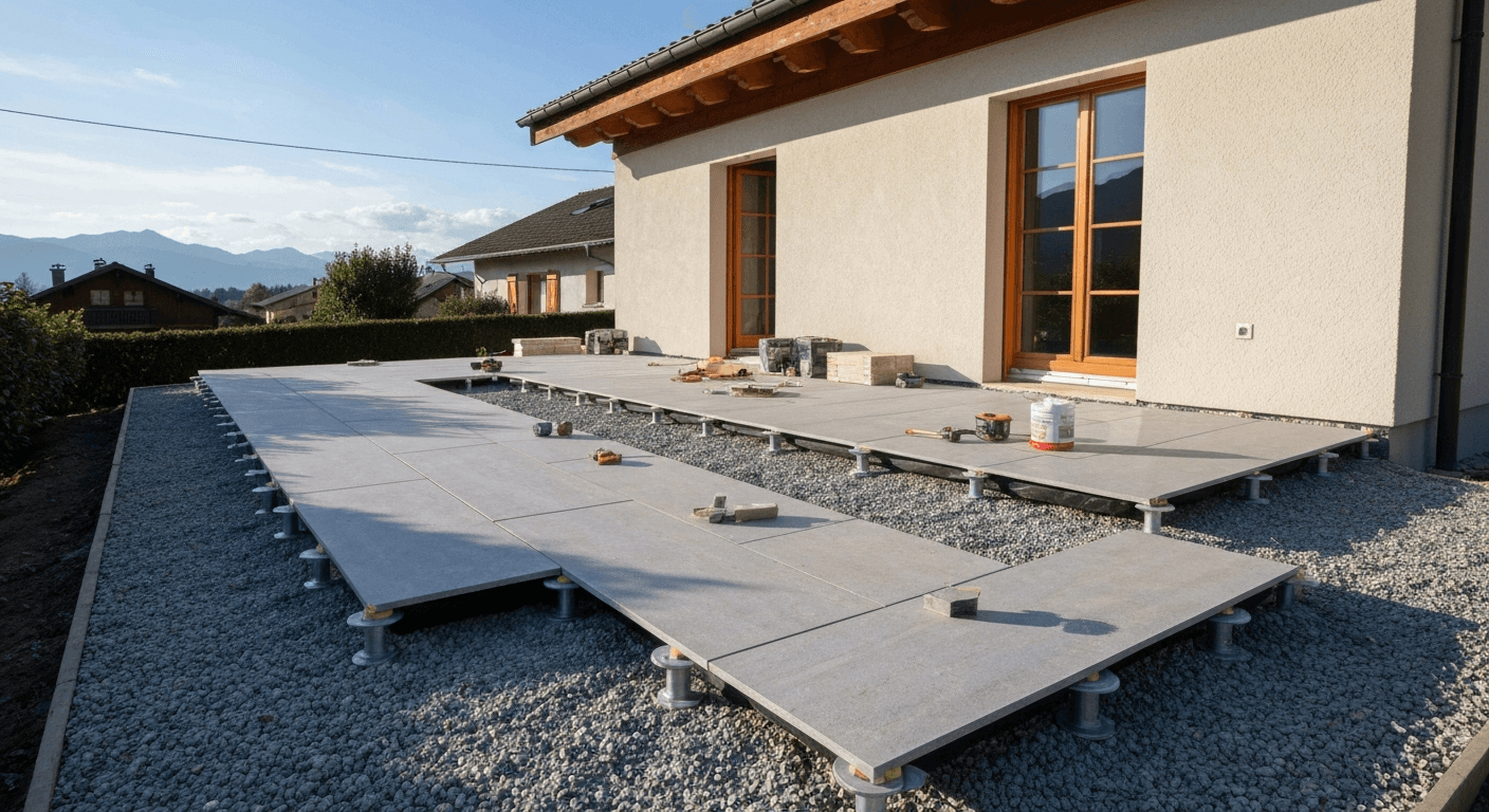 Terrasse bois ou grès cérame : comparatif 2026