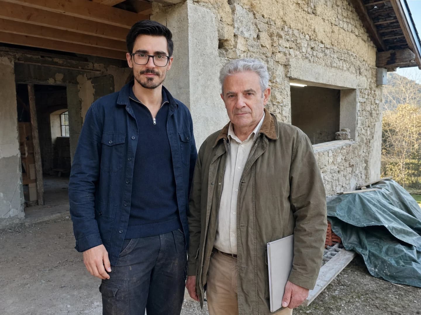 Michel Tourneux et Vincent Hepp, Cabinet CEB, sur un chantier de rénovation