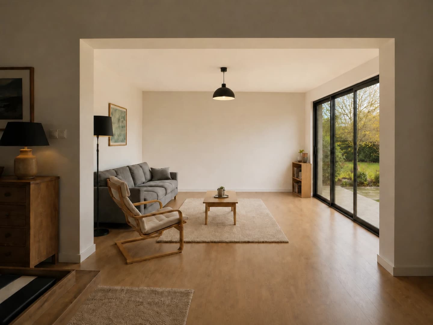 Secteur Gex — Rénovation et extension bois ouverte sur le jardin — vue complémentaire 1