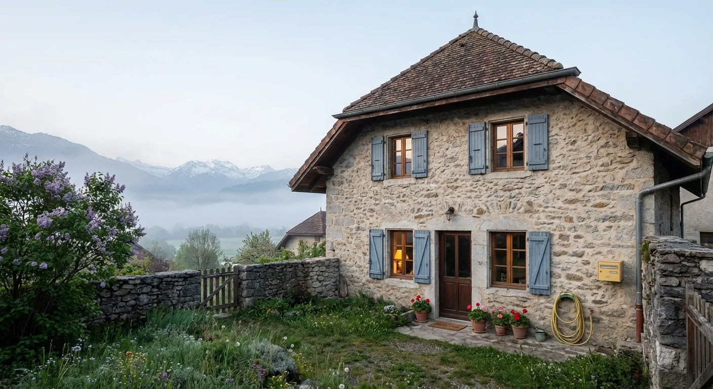 Maison de village en pierre rénovée par CEB à Cornier, Haute-Savoie